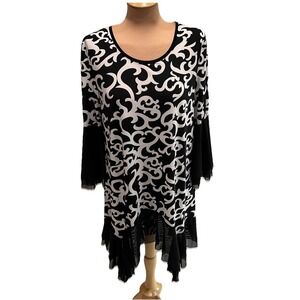 The Pyramid Collection Black & White Tunic Size Large Whimsigoth‎ Fairy Grunge